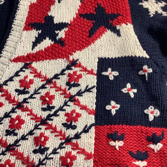 NWT Vintage Stitches in Time 90s Cardigan Women’s 1X Patriotic Granny Core USA - Picture 10 of 12